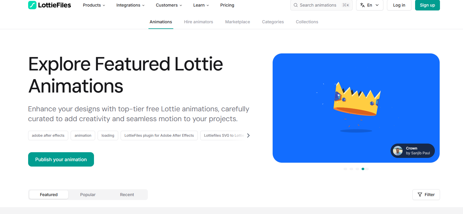 아이콘 애니메이션을 쉽게 만들고 공유하고 다운받을 수 있는 사이트 LottieFiles : 정보공유